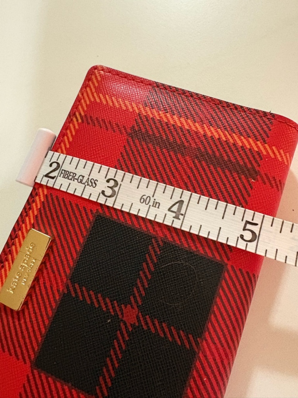 kate spade Red and Black Plaid Continental Wallet with Gold Logo - Picture 9 of 9
